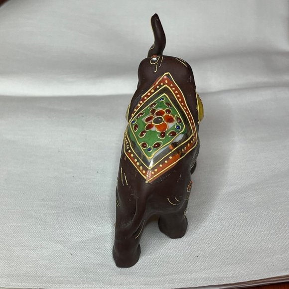 Vintage Elephant Figurine Japan Porcelain Brown Indian Elephant - Picture 3 of 6